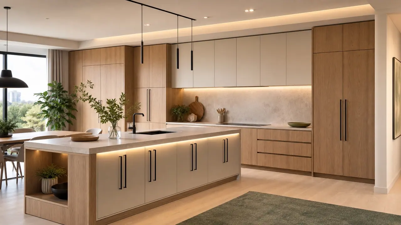 Vista realista generada con IA de cocina integral